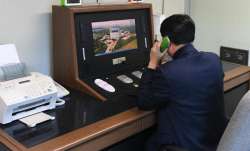 A South Korean government official checks the direct
