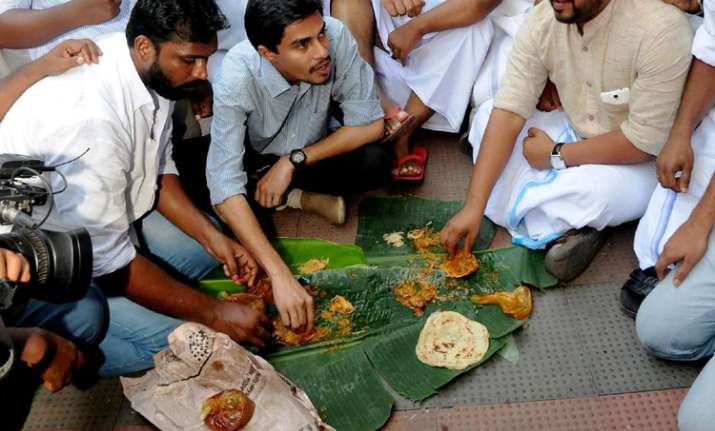 Youth Congress workers at a beef Festival in Kochi