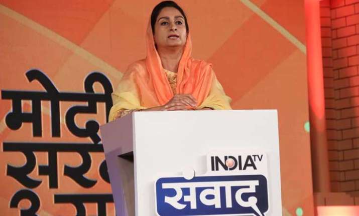 Harsimrat Kaur Badal speaking at India TV Samvaad