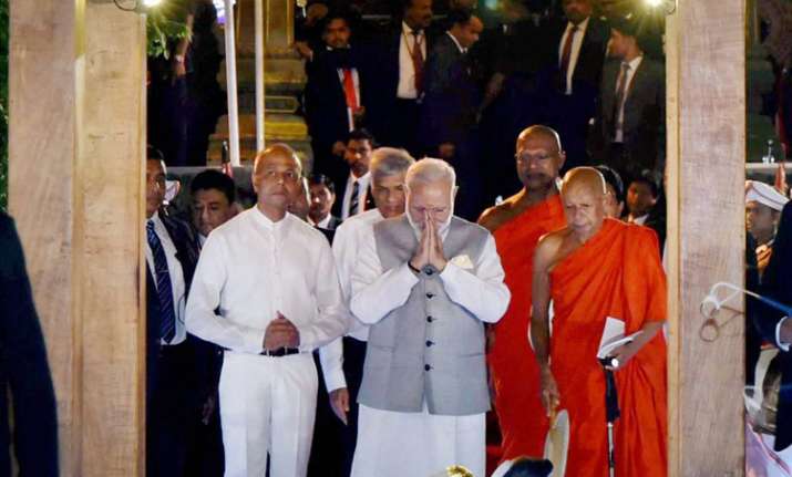 PM Modi prays at one of Sri Lanka's oldest Buddhist temple