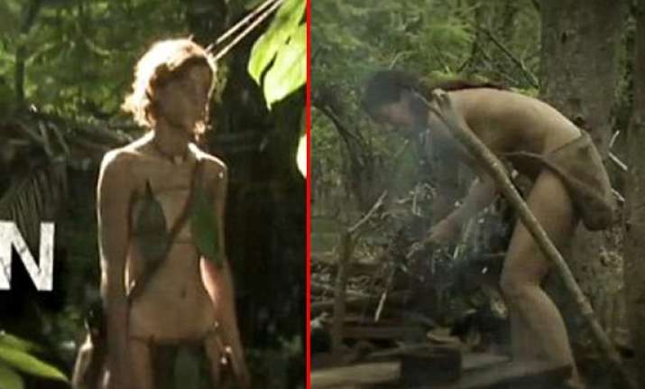 nude couples in forest without food compete in discovery