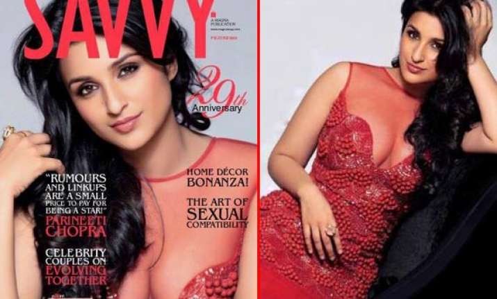 parineeti chopra flaunts cleavage for savvy cover watch pics
