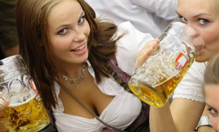     woman with beer picture