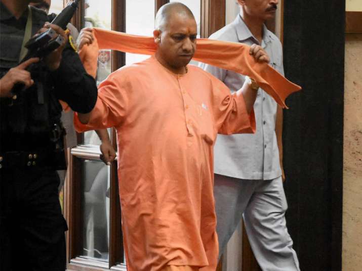 File pic - Adityanath arrives for a cabinet meeting at Lok