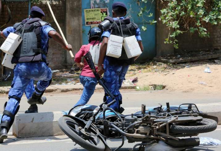 RAF personnel trying to stop protest after lynching