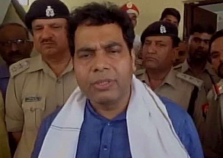 Shrikant Sharma speaks to reporters in Mathura