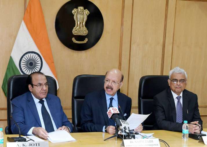Zaidi along with AK Joti and OP Rawat addressing a press