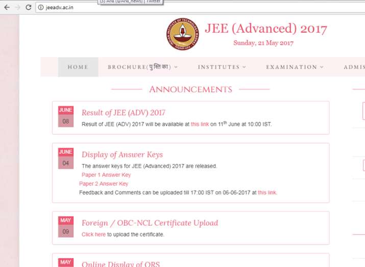 JEE Advanced 2017 Result declared