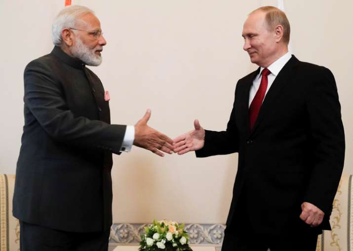 Narendra Modi meets Vladimir Putin
