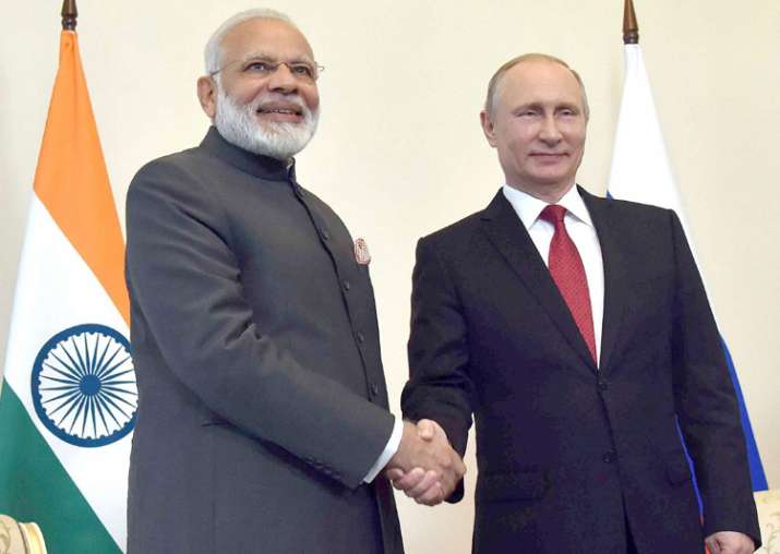 PM Narendra Modi meets Russian President Vladimir Putin