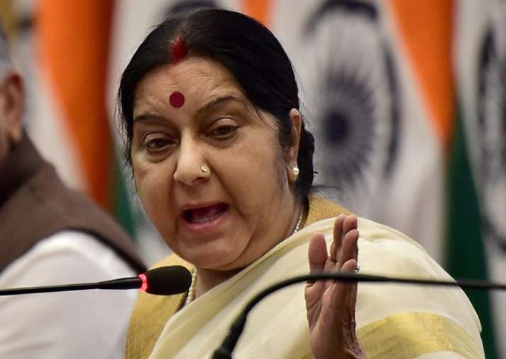 Sushma Swaraj during the MEA's annual press Conference in