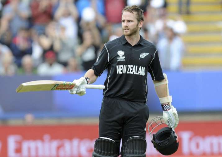 NZ captain Kane Willliamson celebrates after scoring a