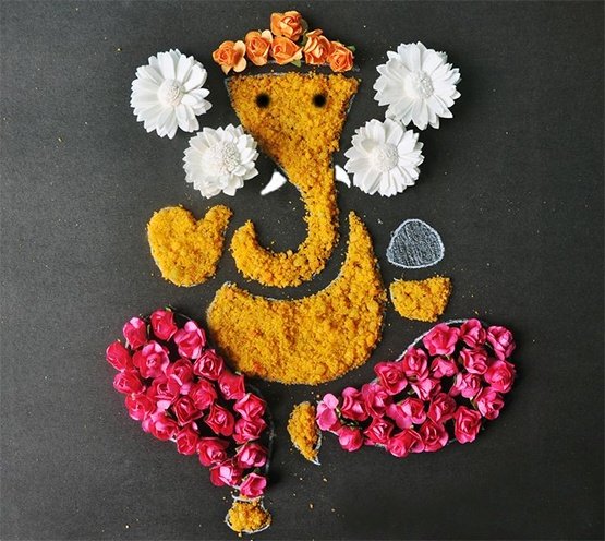 India Tv - Ganesha rangoli design