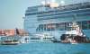 Video on social media showed the huge cruise ship heading