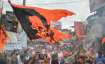 Bajrang Dal members stage a protest against the recent