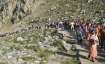 Pilgrims proceed for the cave shrine of Amarnath at an