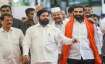Maharashtra CM Eknath Shinde with rebel Shiv Sena MLAs
