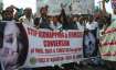 Pakistani civil society activists rally for protection of Hindu girls at a protest in Hyderabad, Pak