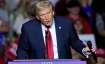 Republican presidential nominee former President Donald Trump speaks at a campaign rally 