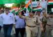 Several people were seen walking with the tricolor on the