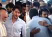 At the funeral of Superstar Krishna in Hyderabad, Mahesh