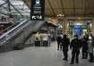Police officers secure the access to Eurostar trains