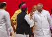 SP Chief Akhilesh Yadav along with Congress leader