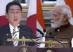 Japan PM Fumio Kishida (left0, Indian PM Narendra Modi