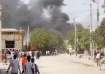 Smoke coming from the Somali checkpoint after the bombing