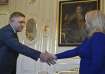 Robert Fico shaking hands with Slovakian President Zuzana