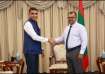 Indian envoy to Maldives Munu Mahawar with Maldivian