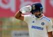 Dhruv Jurel salutes after getting his maiden Test fifty