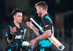 Mark Chapman and Jimmy Neesham after New Zealand's 7-wicket