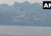 IAF Chopper takes water from Bhimtal Lake in Nainital.