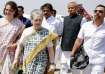 Robert Vadra with Congress leaders Sonia Gandhi, Priyanka