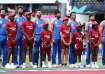 Indian players during national anthem for the Super 8 match