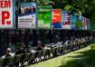 ] Election campaign boards are displayed, ahead of the elections across 27 European Union member sta