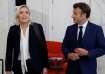 French President Emmanuel Macron, right, meets French far-right Rassemblement National (National Ral