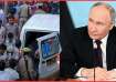 Russian President Vladimir Putin (R) and the stampede spot in Hathras (L)