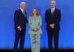 Italian Prime Minister Giorgia Meloni stands with U.S. President Joe Biden and NATO Secretary Gener