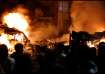 Fires burn during massive riots in Harehills, Leeds.