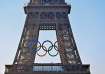 The Olympic Rings on the Eiffel Tower.