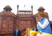 Prime Minister Narendra Modi gestures after he addressed the nation during Independence Day celebrat