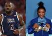 USA athletes LeBron James and Simone Biles at Paris