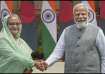 Sheikh Hasina with PM Modi in New Delhi during her state