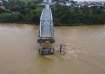 A bridge collapse due to floods triggered by typhoon Yagi in Phu Tho province