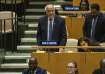 Palestinian envoy speaking during the UN session.