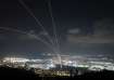 Israel’s Iron Dome missile defence system intercepts rockets fired from Lebanon as seen from norther