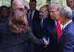 Harris, and Trump shake hands as they attend New York memorial event