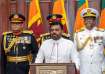 Sri Lanka's newly elected President Anura Kumara Dissanayake addresses a gathering after taking his 